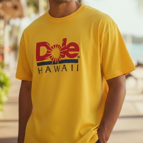 Vintage Dole Hawaii Graphic T-Shirt Yellow Promo Tee Made in USA Size Large - Picture 1 of 16